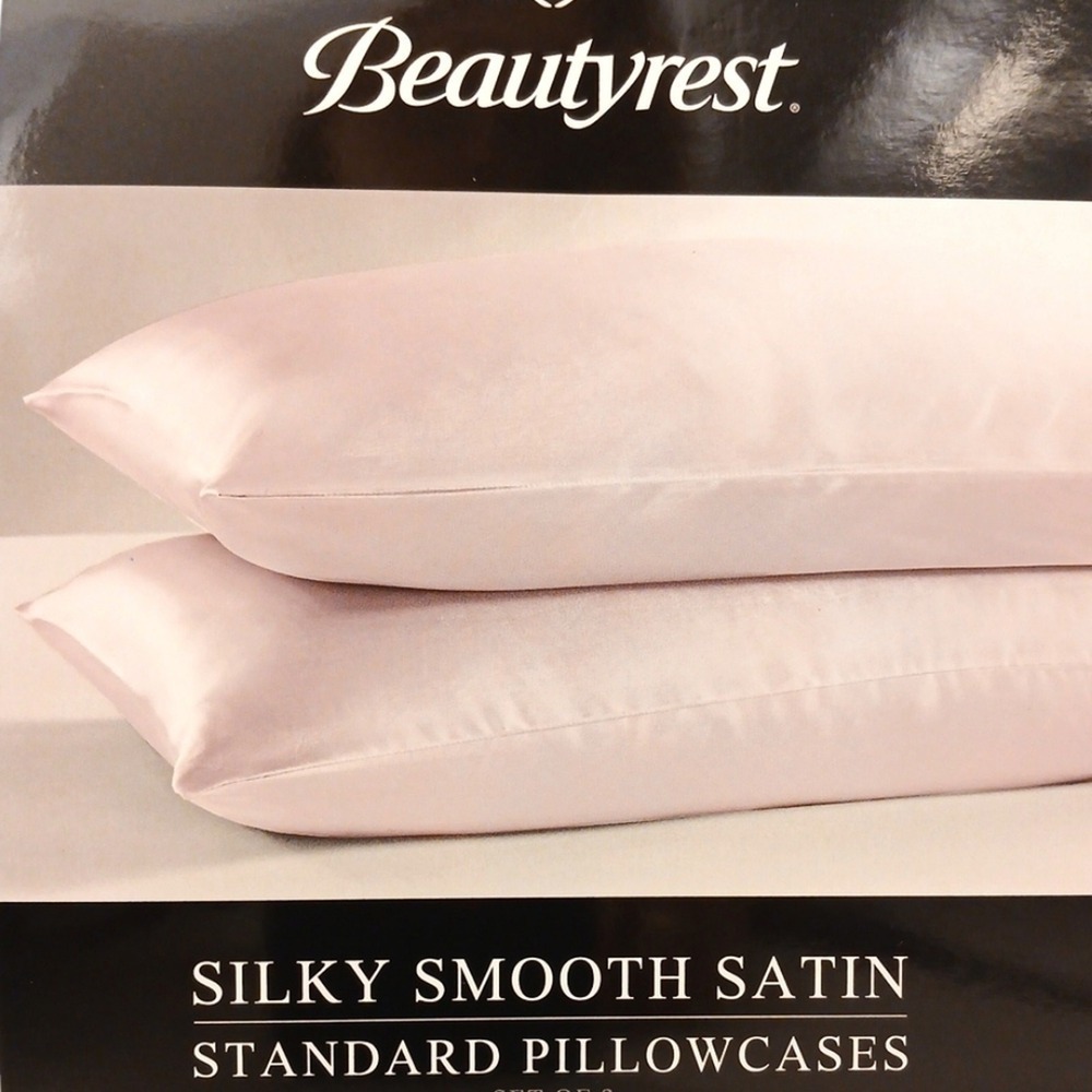 2 Pc Beautyrest STANDARD Satin Pillowcases Pastel MAUVE Silky Therapy Hair Skin